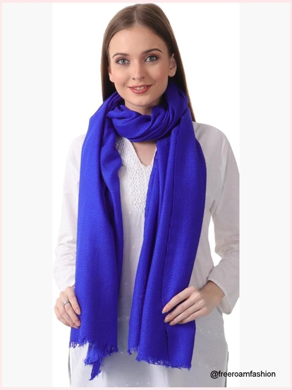 Luxurious 100% Pure Cashmere 2-Ply Scarf Stole Wrap Solid Herringbone Super Soft